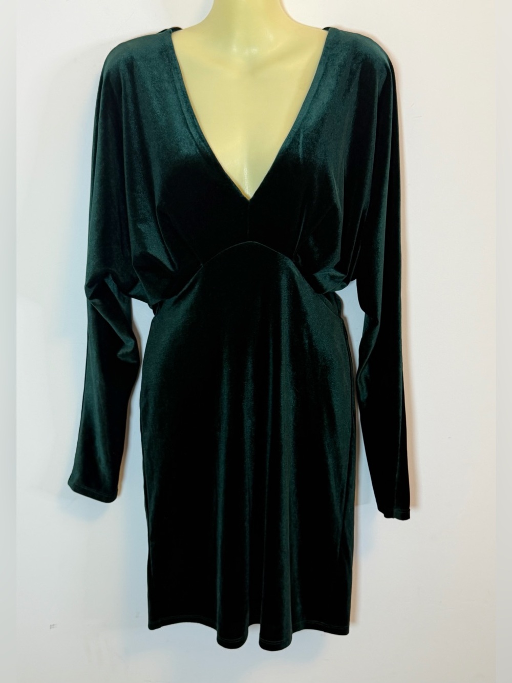 Gianni Bini Dark Green Velvet Long Sleeve Mini Dress
